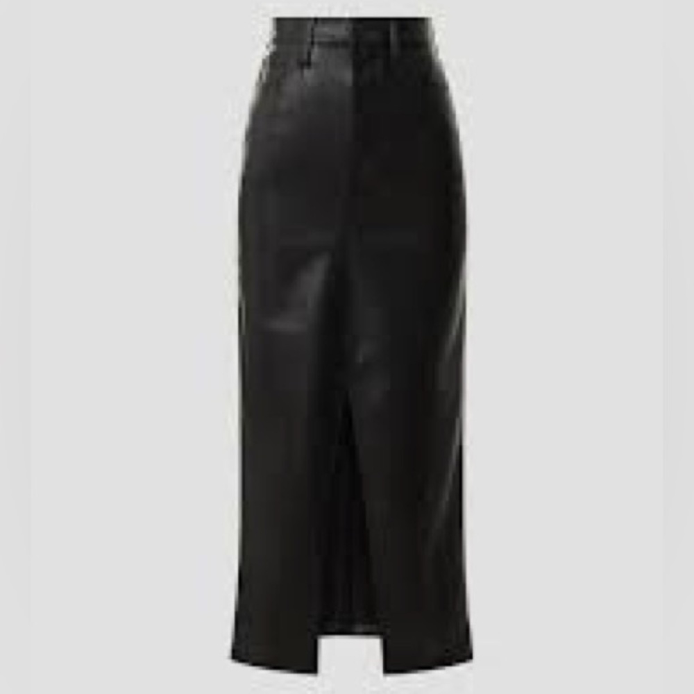 HUDSON Fashion Skirt Black Coated Denim Jeans Midi Skirt Waxed 32 Long Slit Sexy - Picture 1 of 9